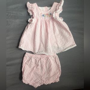 Little Me Pink and White Striped Baby Outfit
